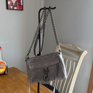 Rebecca Minkoff suede crossbody with gunmetal hardware